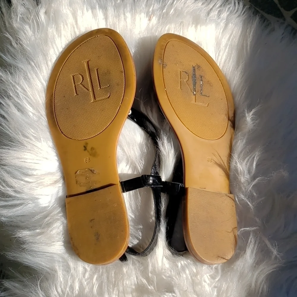 Ralph Lauren Black Aurelia Sandals 6